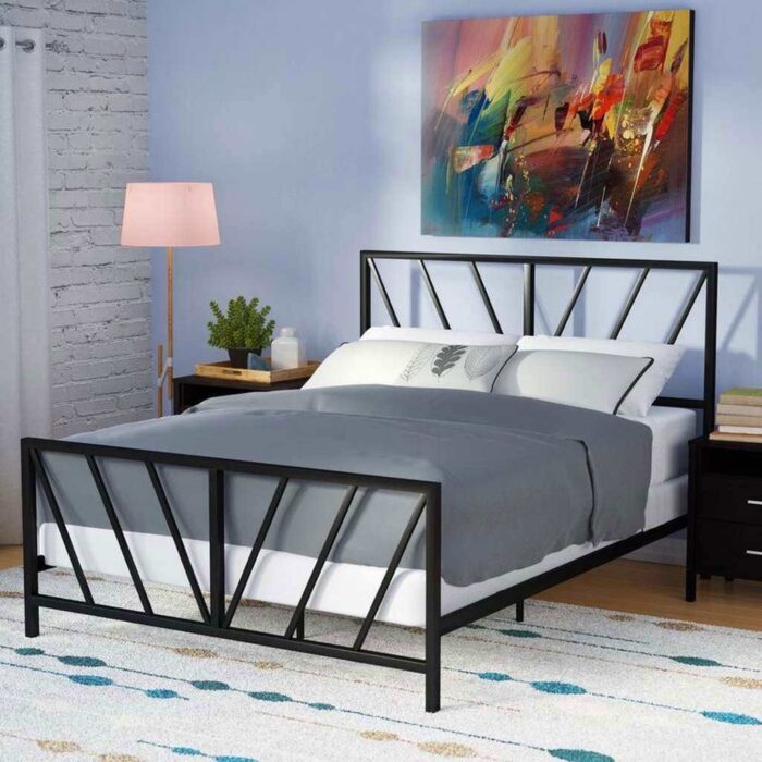 Single iron bed 120x100x200cm - black