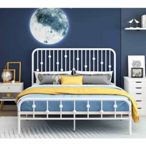 Steel Single Bed 200x120x125 cm - White