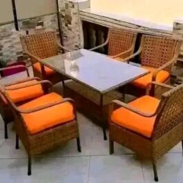 Rattan Dining Table With 6 Outdoor Chairs