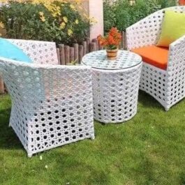 Rattan Set of 2 Chairs and an Outdoor Table