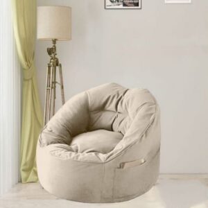 Beige Velvet Bean Bag 90 cm