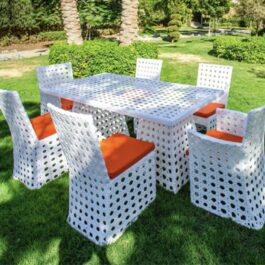 6 Chairs Rattan Dining