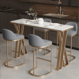 5-piece iron and marble dining table