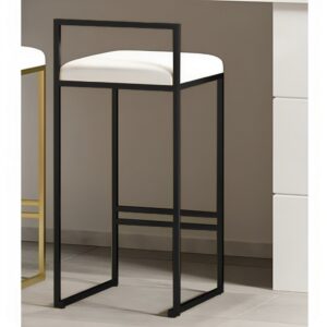 Steel and Leather Bar Stool - Black and White