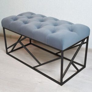 Iron and Velvet Banquette - Black and Gray