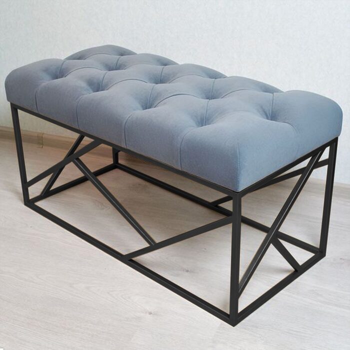 Iron and Velvet Banquette - Black and Gray