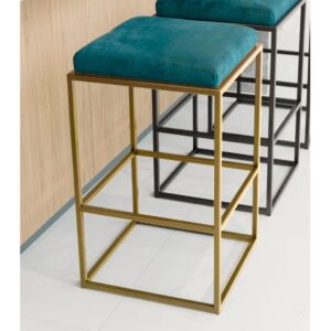 Iron and velvet bar chair - gold and turquoise