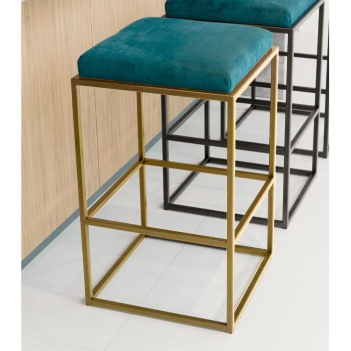 Iron and velvet bar chair - gold and turquoise