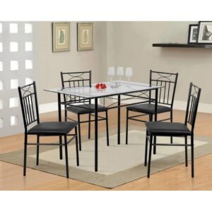 5-piece iron and glass dining room set - black