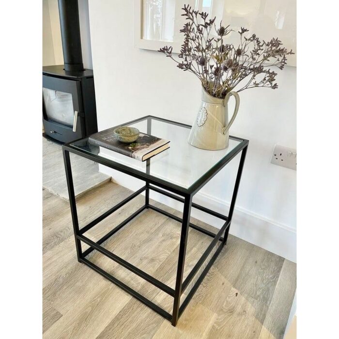 ⁦Iron And Glass Side Table⁩ - الصورة ⁦2⁩