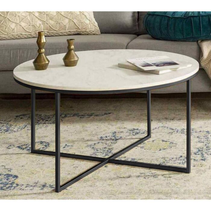 ⁦Iron And Marble Coffee Table⁩ - الصورة ⁦2⁩