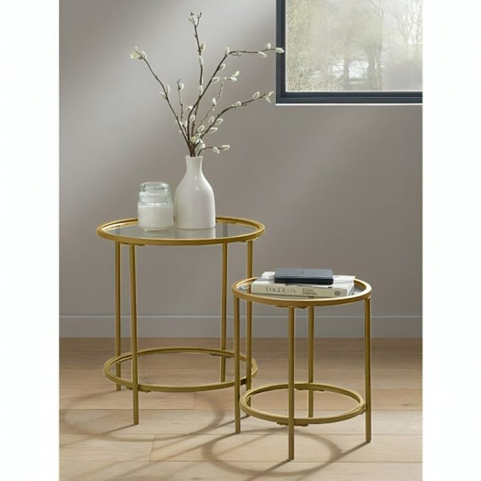⁦2-Piece Iron Side Table Set⁩ - الصورة ⁦2⁩