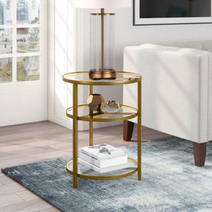 ⁦Metal and Glass Side Table⁩ - الصورة ⁦2⁩