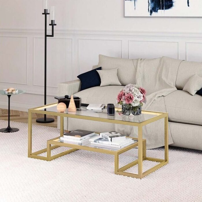 ⁦Iron And Glass Coffee Table⁩ - الصورة ⁦2⁩