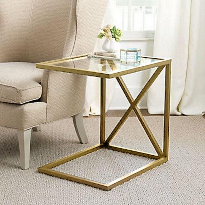 ⁦Iron and Glass Side Table⁩ - الصورة ⁦2⁩