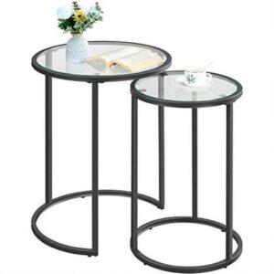 Two-piece Metal And Glass Side Table