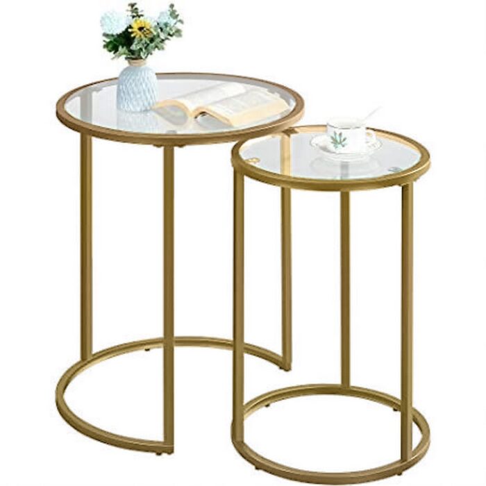 ⁦Two-piece Metal And Glass Side Table⁩ - الصورة ⁦2⁩