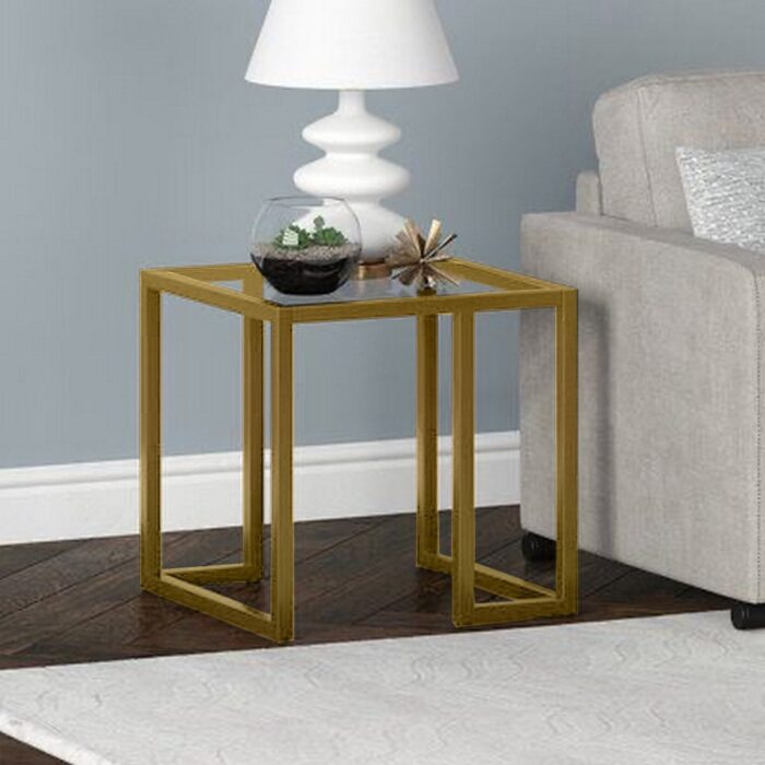 ⁦Iron And Glass Side Table⁩ - الصورة ⁦2⁩